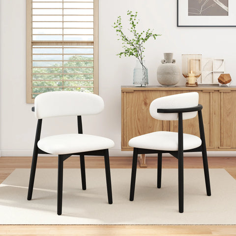 Silla de comedor Arctic con respaldo curvo | Juego de 2 sillas de bouclé blanco