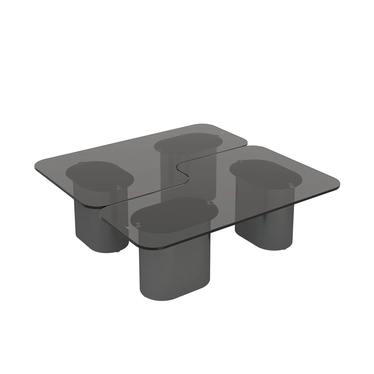 Zenith Glass Coffee Table | 40" Gray Square With 4 Legs