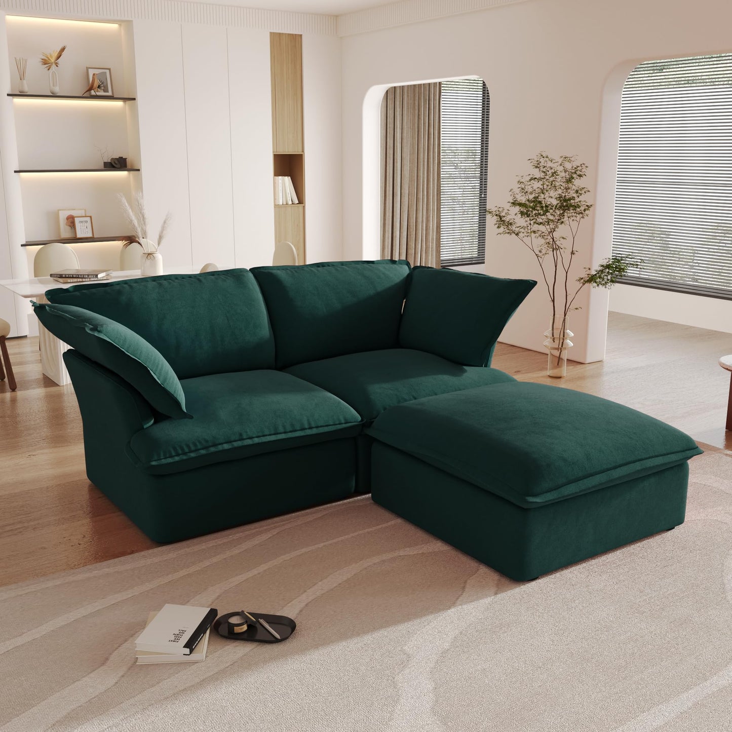 Sectional Couches for Living Room,82.66" Cloud Modular Sectional Sofa, Velvet Deep Couch,Cushion Covers Removable & Replaceable,LoveSofa,Blue