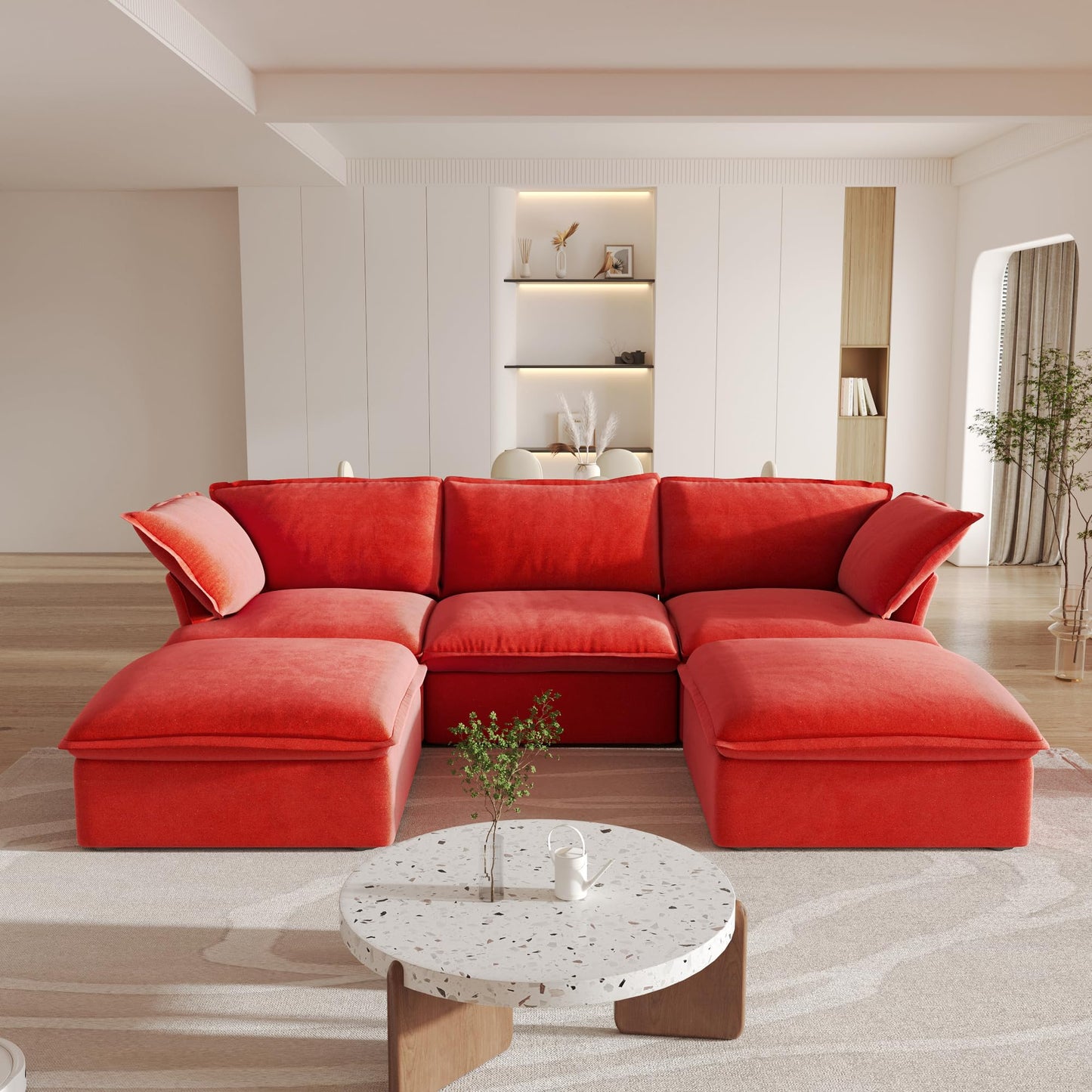 Sectional Couches for Living Room,82.66" Cloud Modular Sectional Sofa, Velvet Deep Couch,Cushion Covers Removable & Replaceable,LoveSofa,Blue