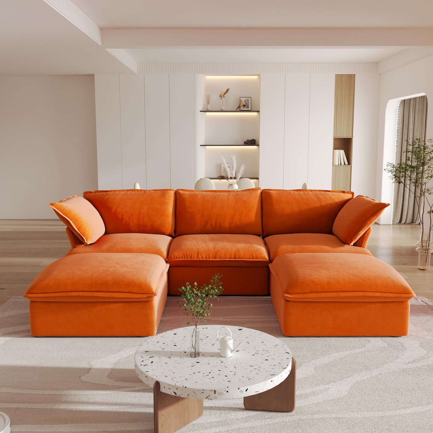 Sectional Couches for Living Room,82.66" Cloud Modular Sectional Sofa, Velvet Deep Couch,Cushion Covers Removable & Replaceable,LoveSofa,Blue