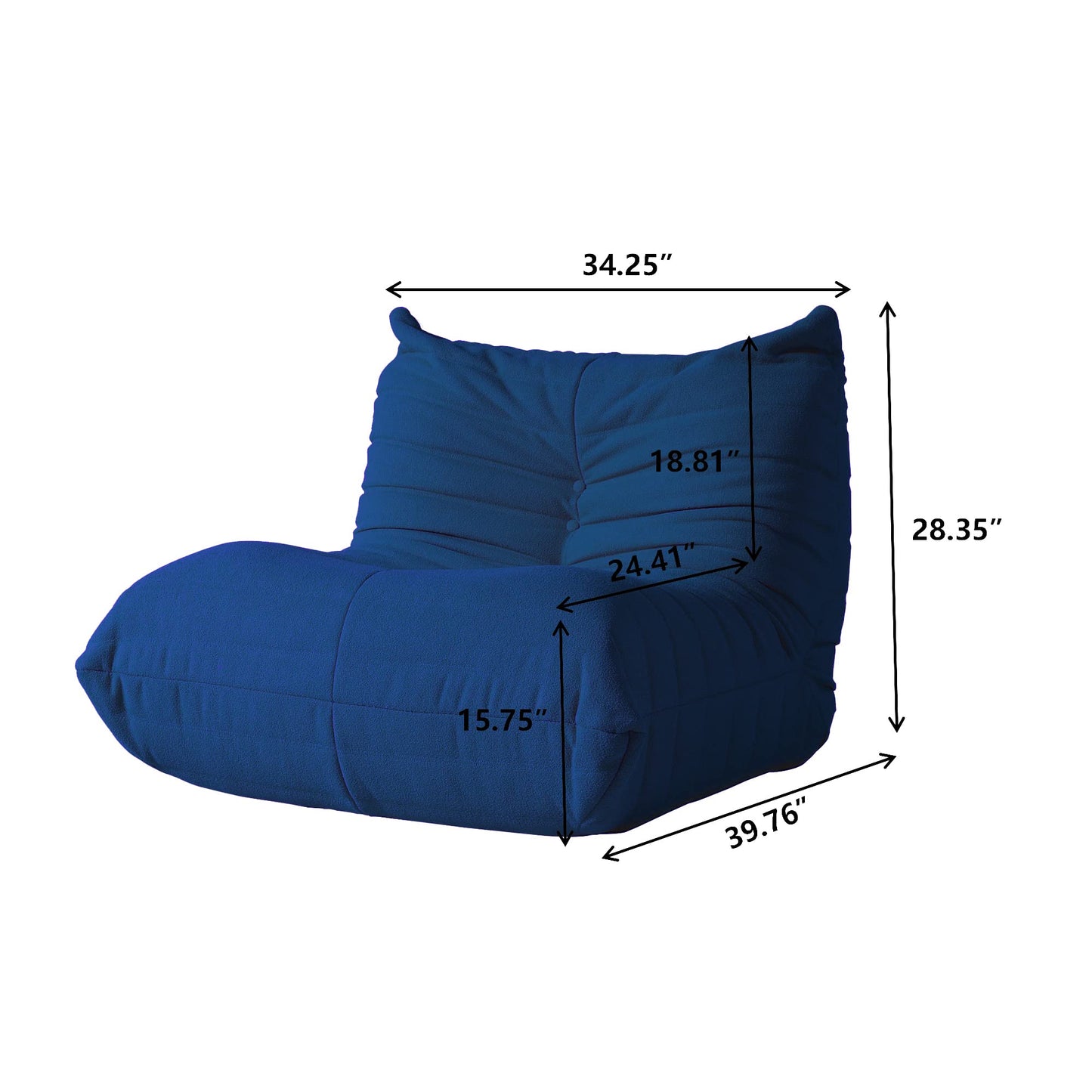 Lazy Floor Sofa, 89 inch Soft Teddy Velvet 3 Seat Minimalist Couches, Tatami Sofa, Fireside Chair, Corner Relax Couch for Living Room Bedroom Salon Office Floor Lounge(3 Seat, Blue)