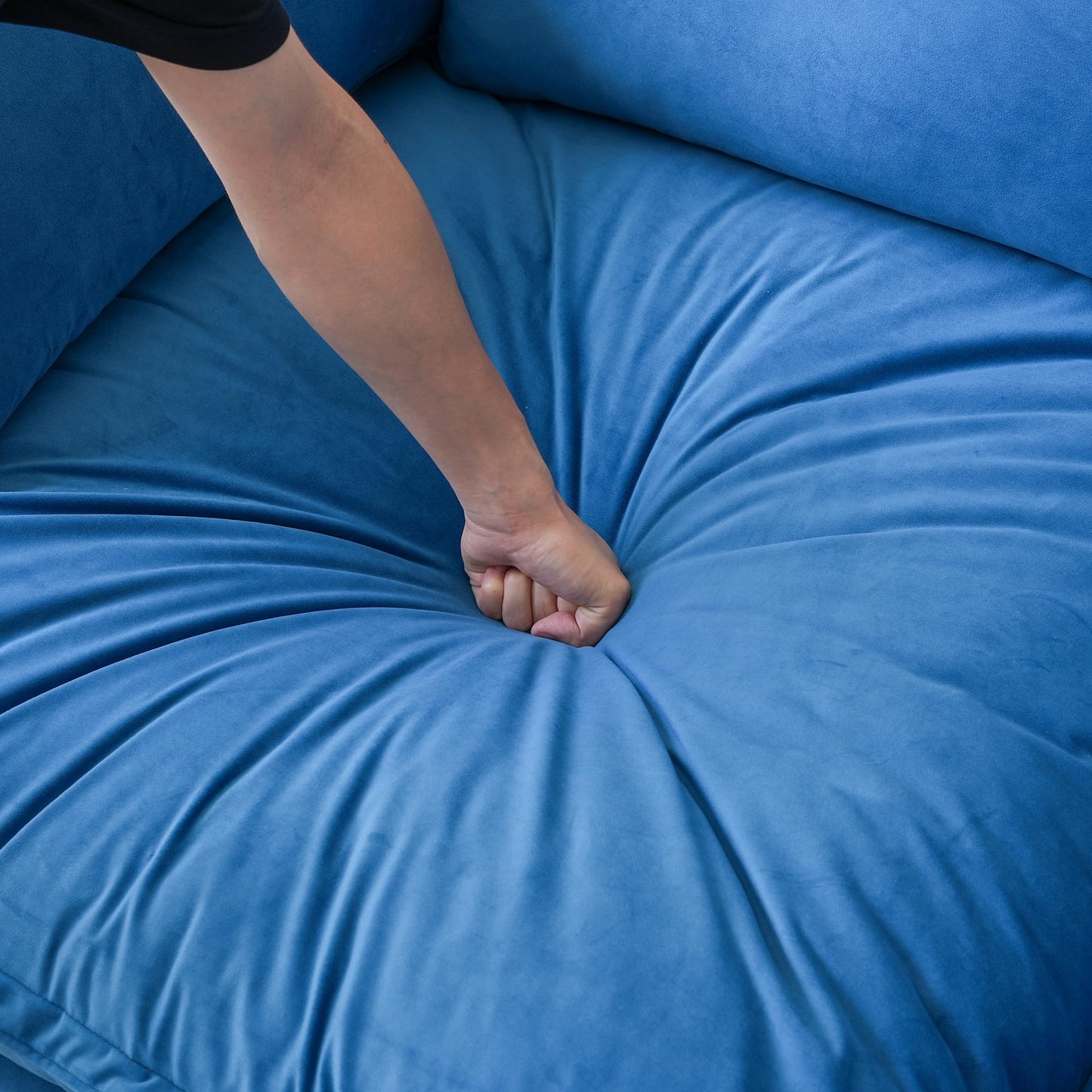 Sectional Couches for Living Room,82.66" Cloud Modular Sectional Sofa, Velvet Deep Couch,Cushion Covers Removable & Replaceable,LoveSofa,Blue