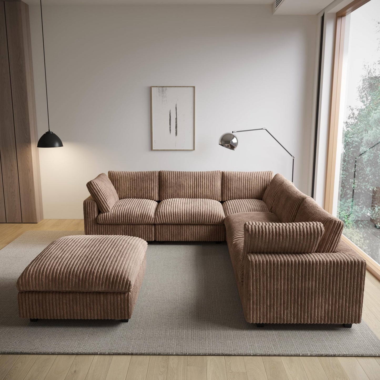Cloud Couch Modular Sectional Sofa,157" Oversized U Shaped Couch with Ottoman,6 Seater Convertible Sofa,Comfy Plush Couches for Living Room,Covers Washable&Replaceable (White)