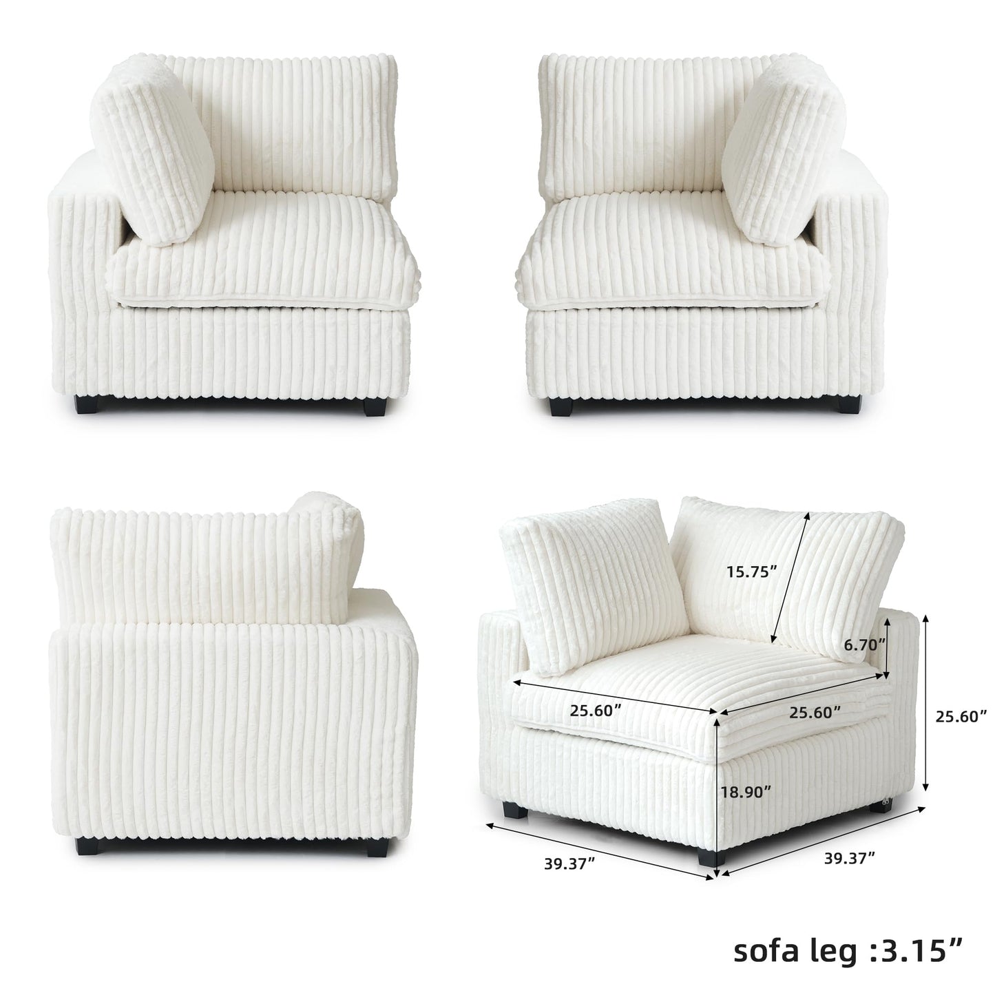 Cloud Couch Modular Sectional Sofa,157" Oversized U Shaped Couch with Ottoman,6 Seater Convertible Sofa,Comfy Plush Couches for Living Room,Covers Washable&Replaceable (White)