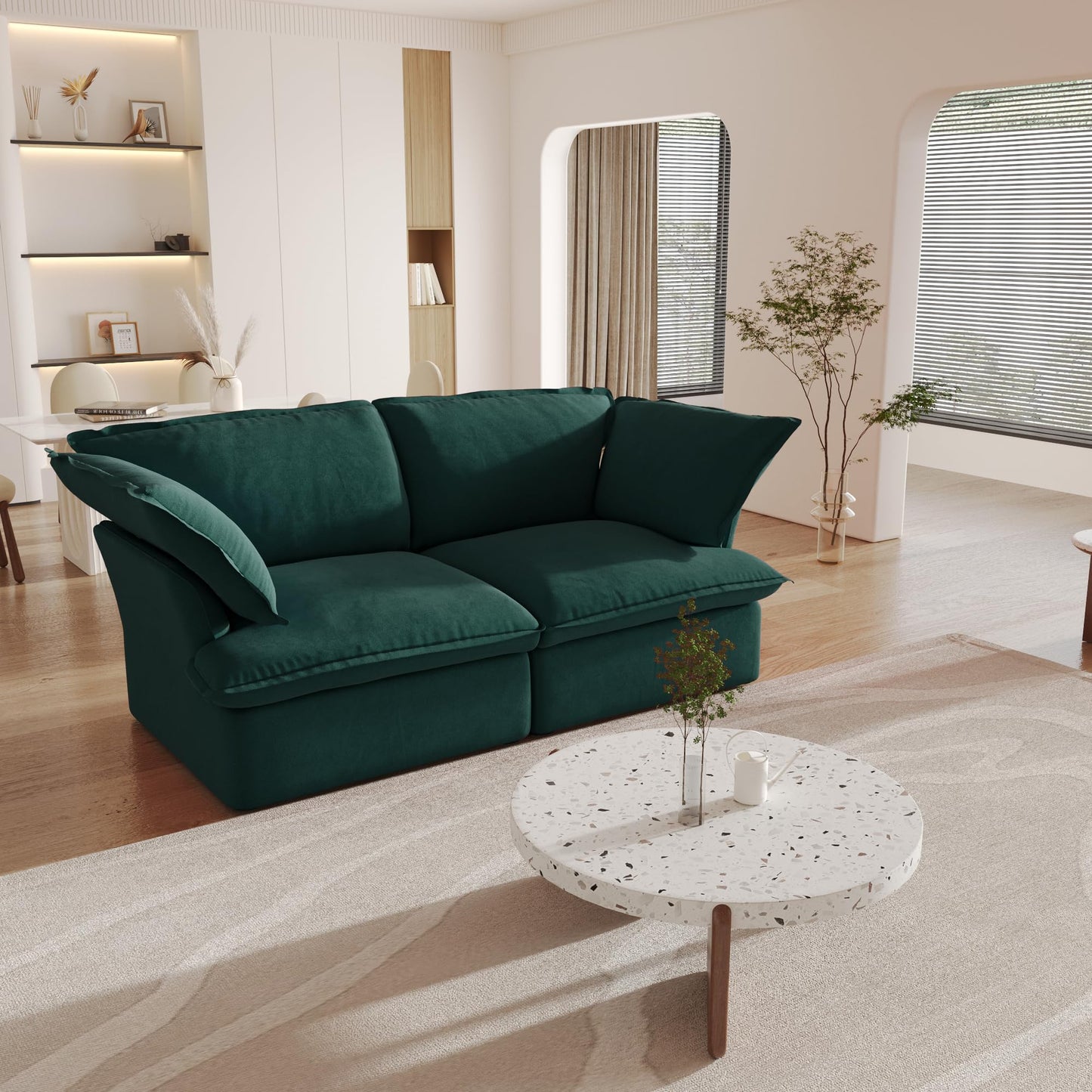 Sectional Couches for Living Room,82.66" Cloud Modular Sectional Sofa, Velvet Deep Couch,Cushion Covers Removable & Replaceable,LoveSofa,Blue