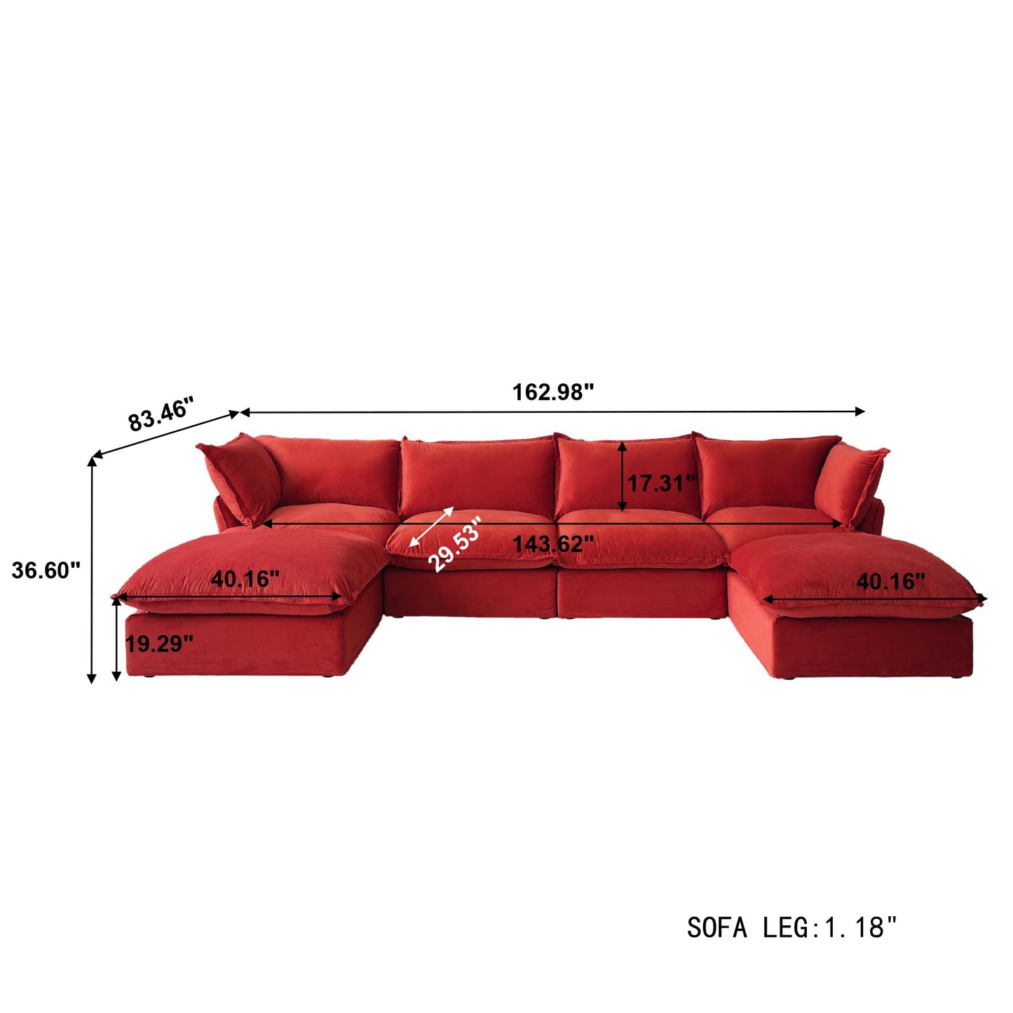 Sectional Couches for Living Room,82.66" Cloud Modular Sectional Sofa, Velvet Deep Couch,Cushion Covers Removable & Replaceable,LoveSofa,Blue