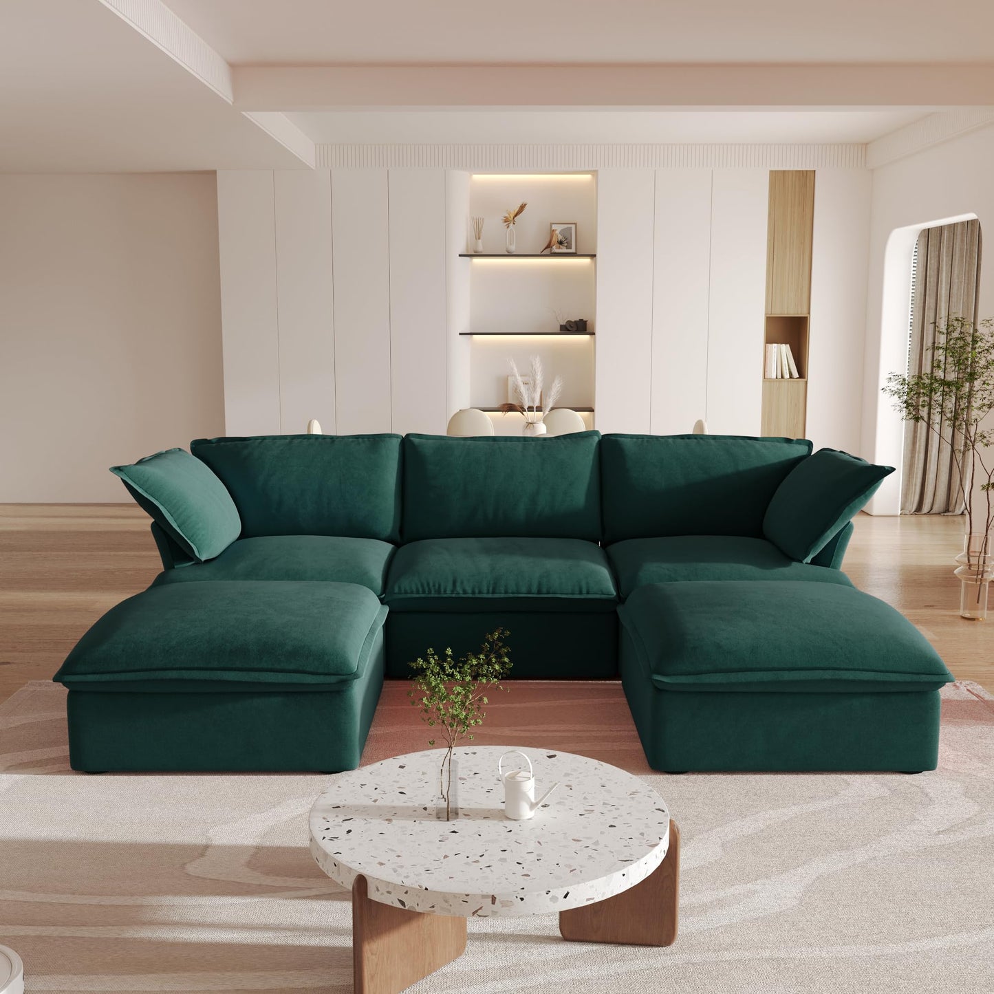 Sectional Couches for Living Room,82.66" Cloud Modular Sectional Sofa, Velvet Deep Couch,Cushion Covers Removable & Replaceable,LoveSofa,Blue