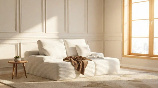 A picture of boneless couch in living room