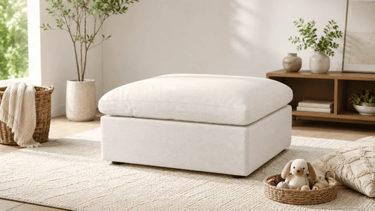 A picture of washable ottoman in living room
