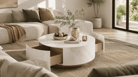 White stone coffee table modern living room coffee table decor