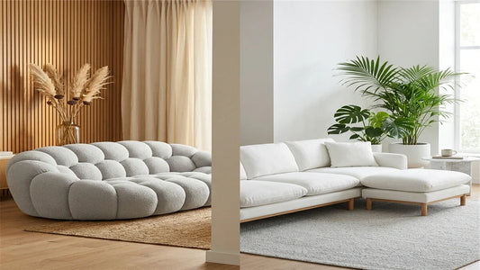 a picture of boneless couch and a regular couch
