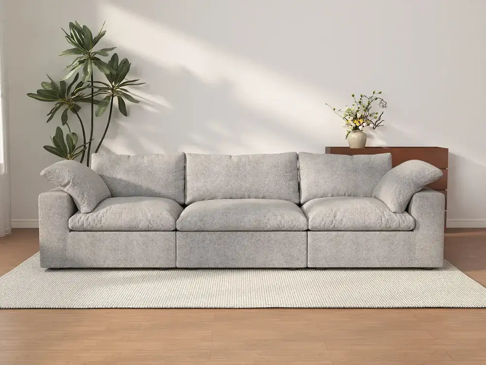 01 WJS Home Deluxe Premium Cloud 3 Seater Sectional Light Grey  tiny
