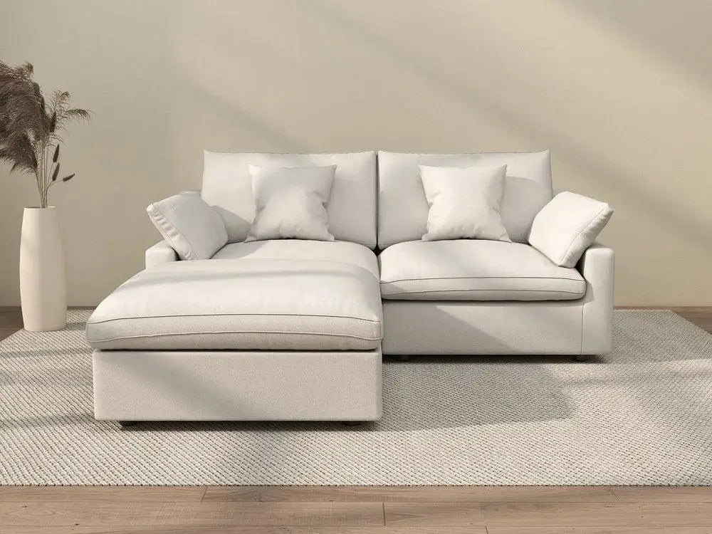 02 WJS Home Deluxe Slope Cloud Chaise Sectional White  tiny