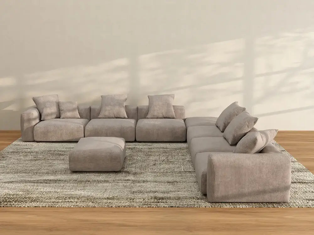 06 WJS Home Matrix Urban Corduroy U Shaped Sectional Brown  tiny