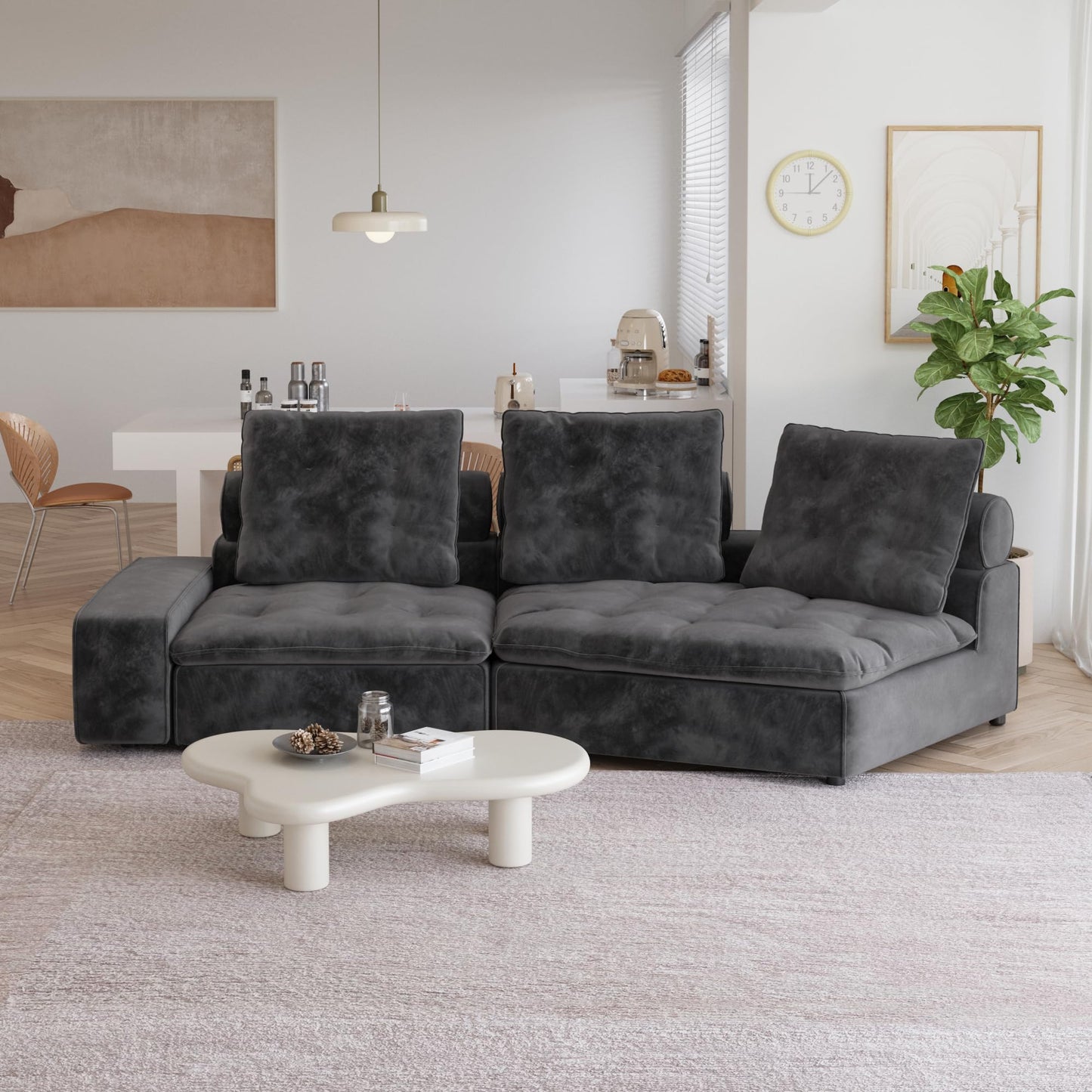 Cloud Modular Sectional Sofa, Luxury Velvet Couch Sofas for Living Room,74inch Corner Seater
