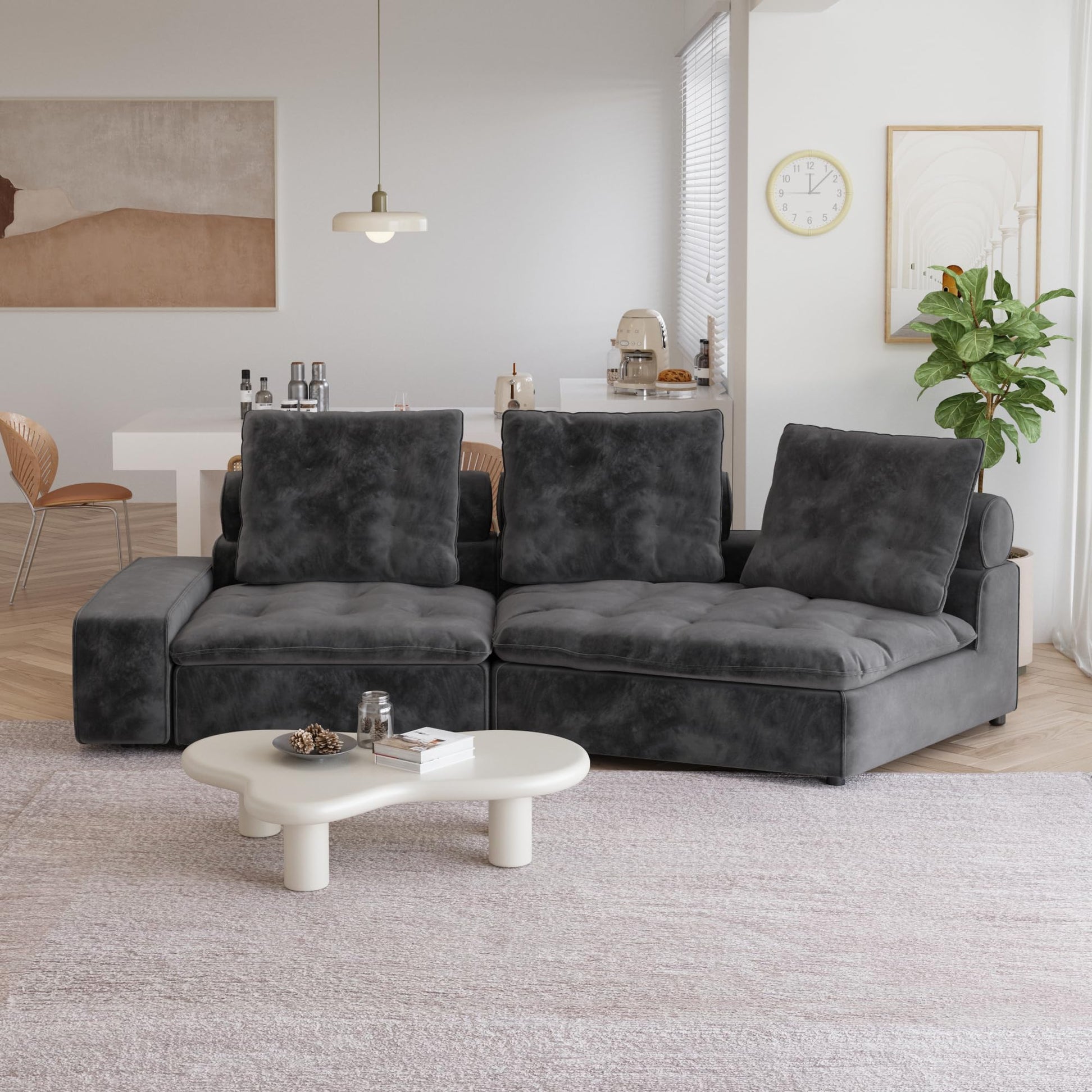 Cloud Modular Sectional Sofa, Luxury Velvet Couch Sofas for Living Room,74inch Corner Seater