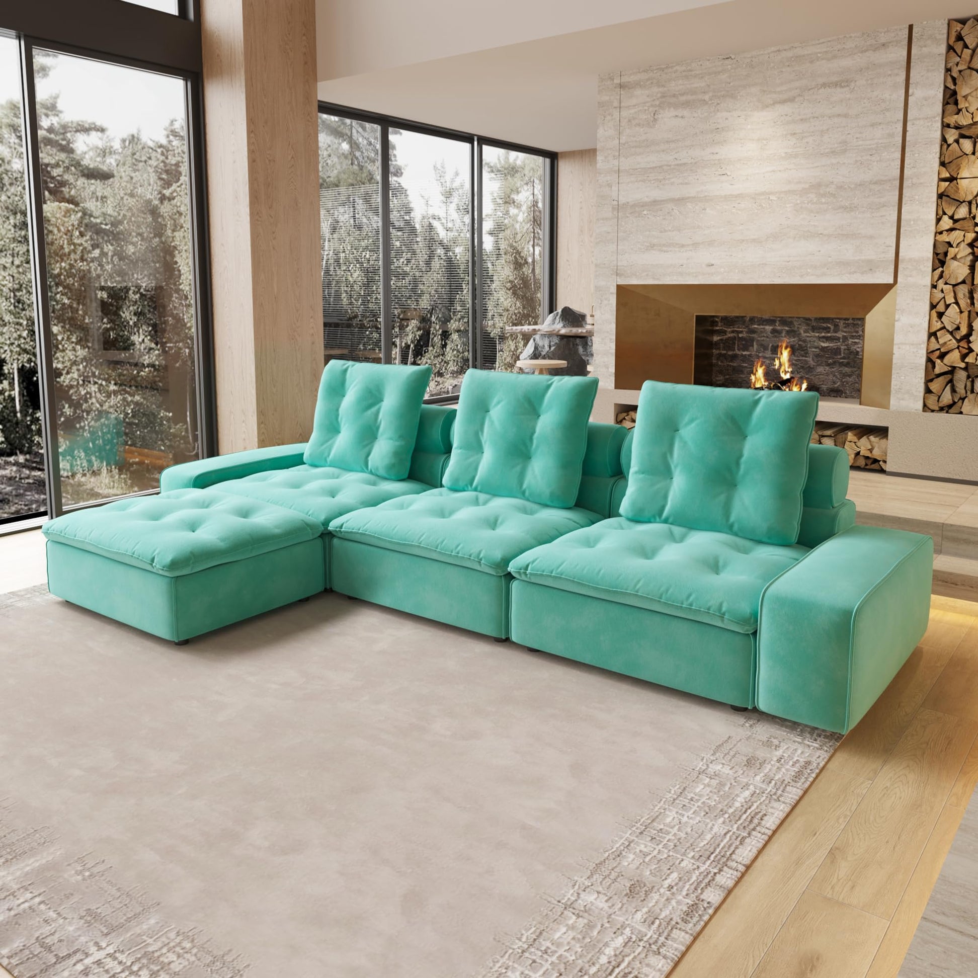 Cloud Modular Sectional Sofa, Luxury Velvet Couch Sofas for Living Room,74inch Corner Seater