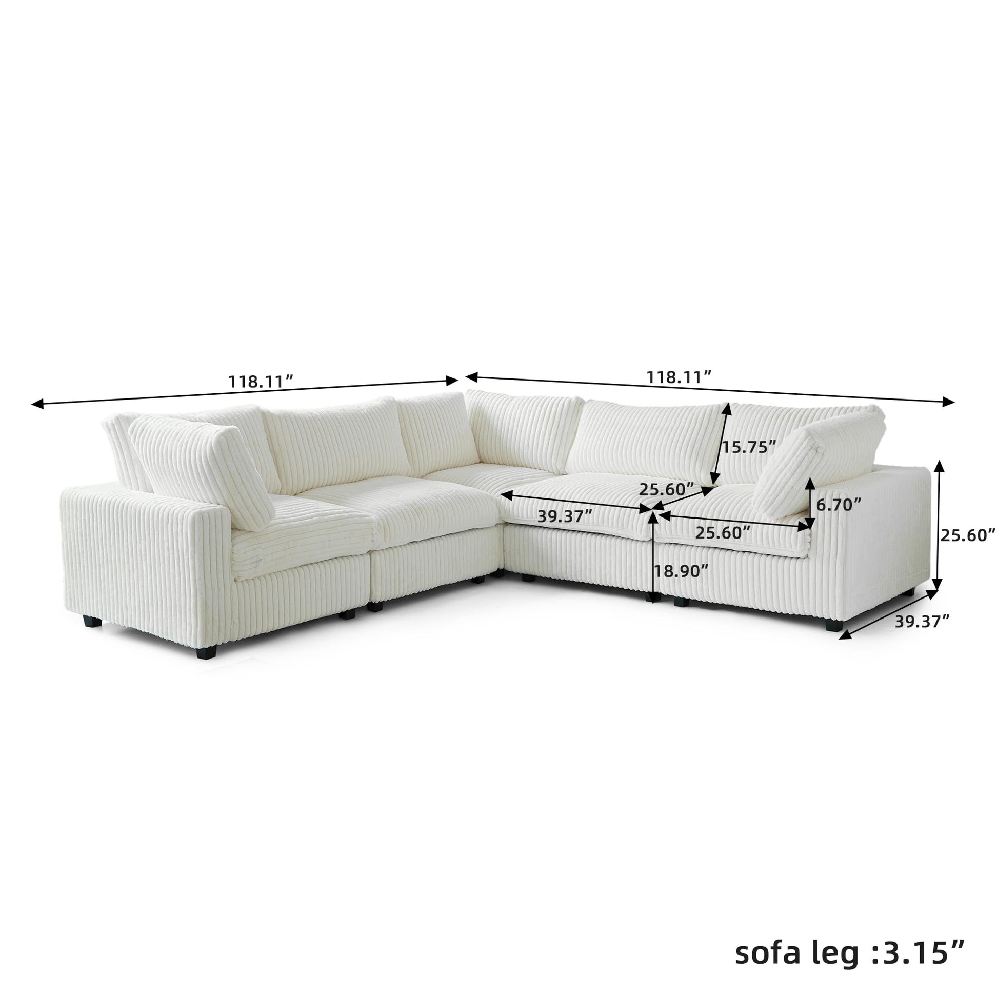 Cloud Couch Modular Sectional Sofa,157" Oversized U Shaped Couch with Ottoman,6 Seater Convertible Sofa,Comfy Plush Couches for Living Room,Covers Washable&amp;Replaceable (White)