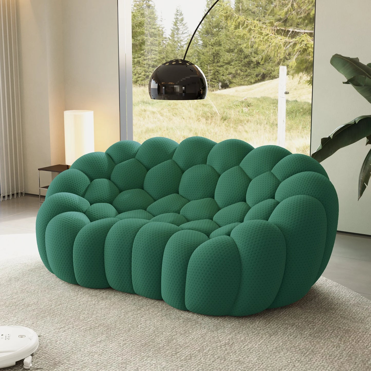 Sofás Essential Arc Boneless | Loveseats de 1 pieza de tejido de punto 3D verde de 2 plazas
