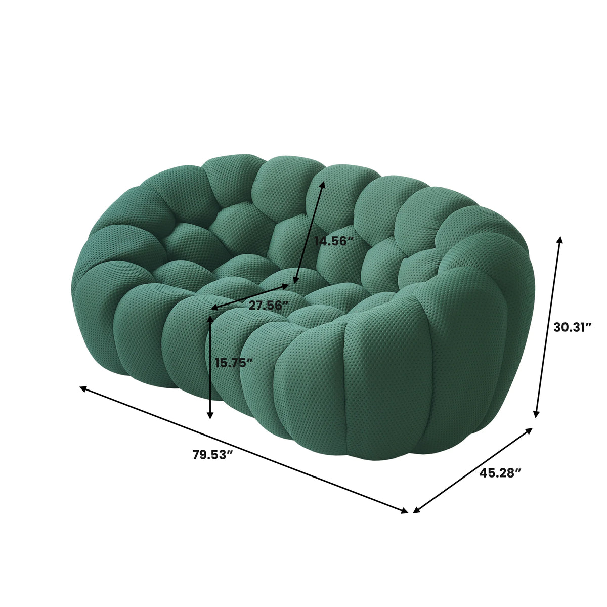 Essential 2-Seater green 3D-Knitted Fabric Loveseats | 1-Piece, 3D-Knitted Fabric, Compact Design