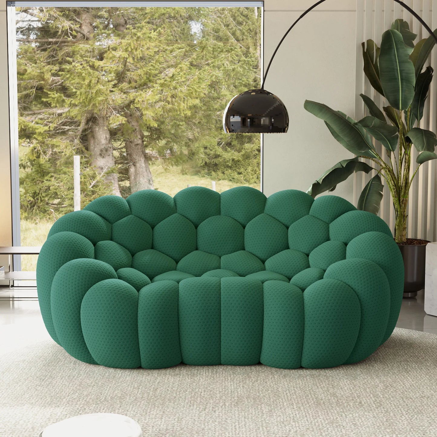 Sofás Essential Arc Boneless | Loveseats de 1 pieza de tejido de punto 3D verde de 2 plazas