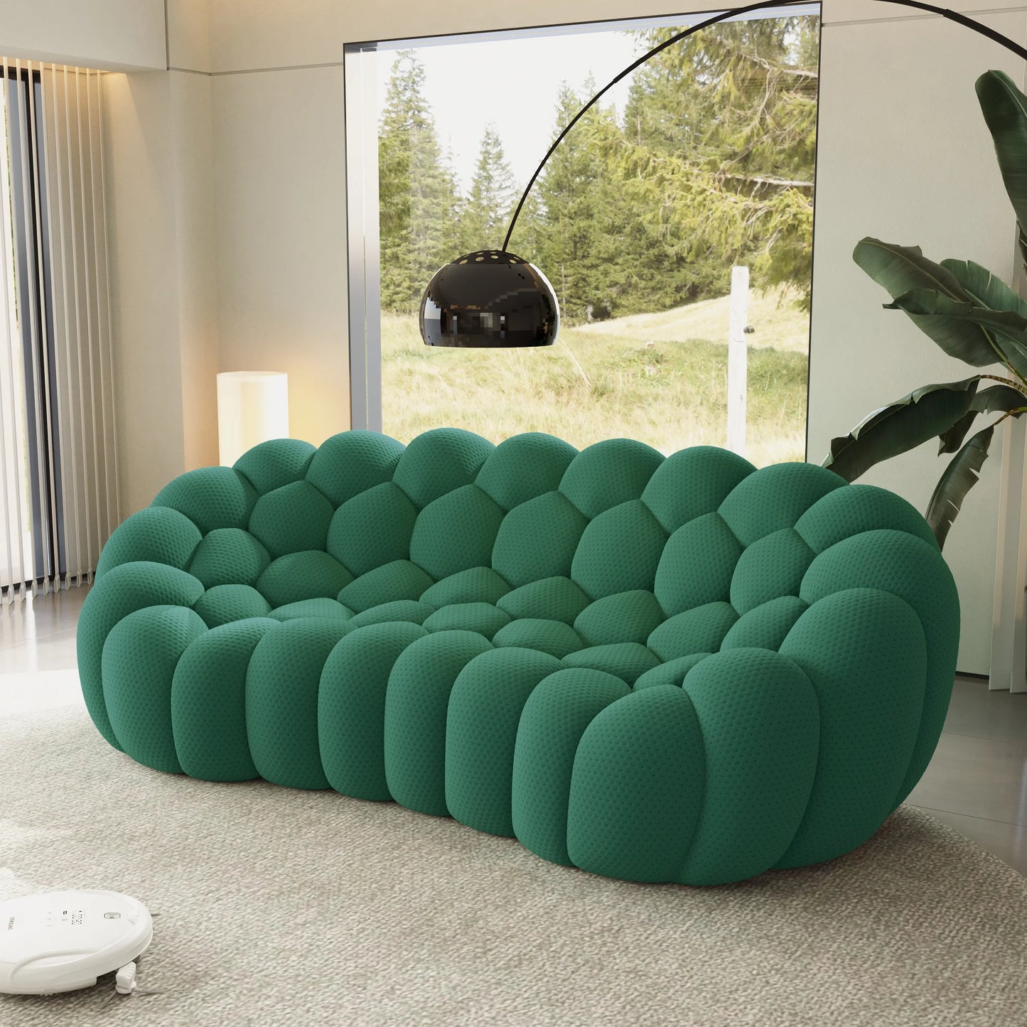 Sofás Essential Arc Boneless | Loveseats de 1 pieza de tejido de punto 3D verde de 3 plazas