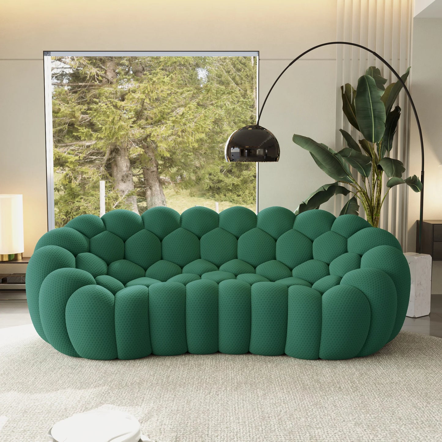 Sofás Essential Arc Boneless | Loveseats de 1 pieza de tejido de punto 3D verde de 3 plazas