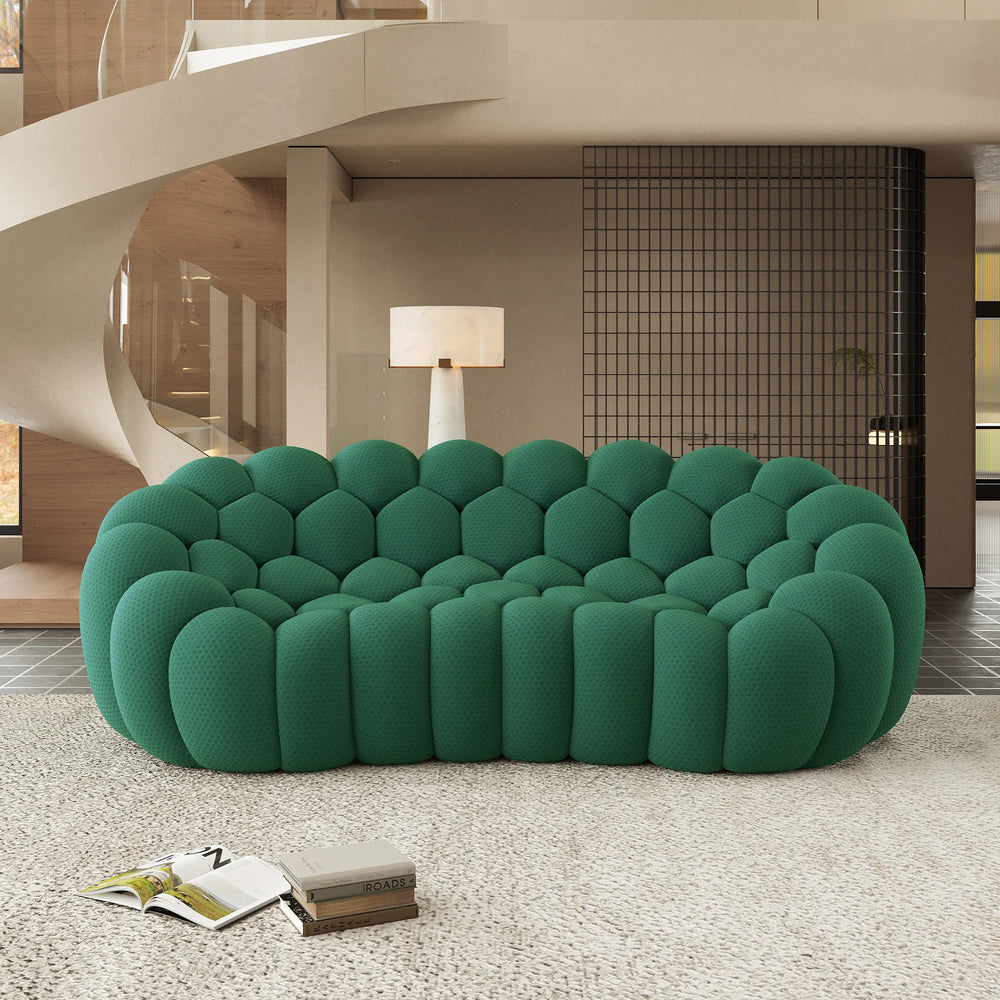 Sofás Essential Arc Boneless | Loveseats de 1 pieza de tejido de punto 3D verde de 3 plazas