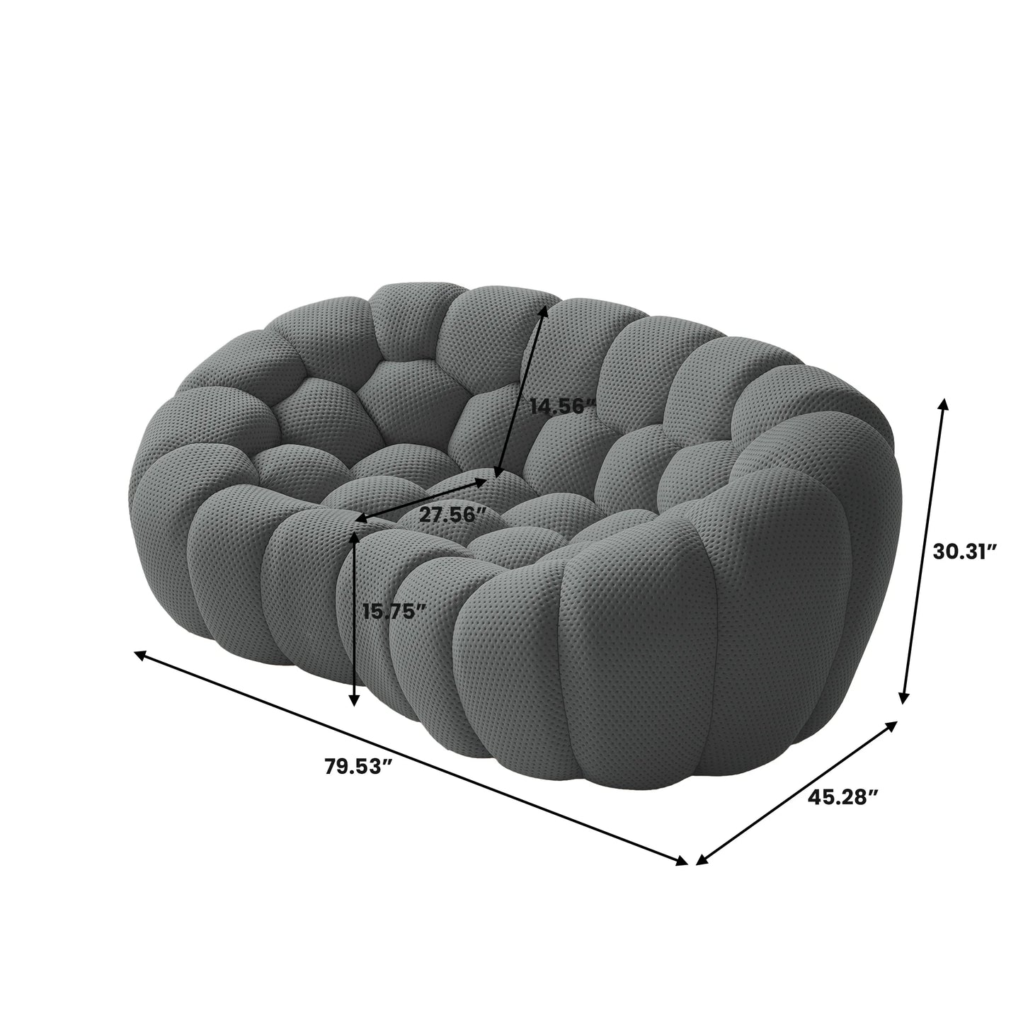 Sofás Essential Arc Boneless | Loveseats de 1 pieza de tejido de punto 3D gris de 2 plazas