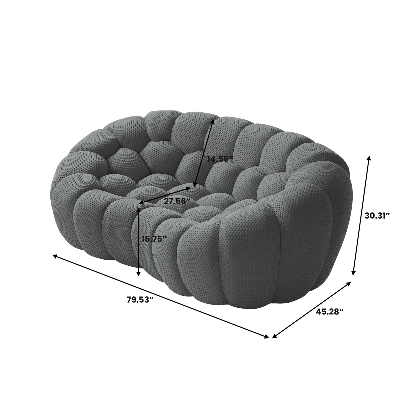 Essential 2-Seater grey 3D-Knitted Fabric Loveseats | 1-Piece, 3D-Knitted Fabric, Apartment Friendly