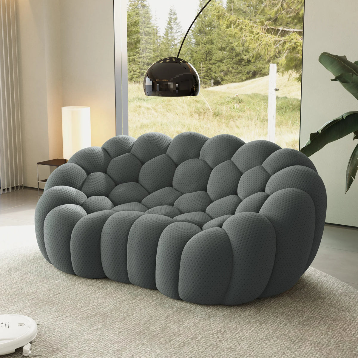 Essential 2-Seater grey 3D-Knitted Fabric Loveseats | 1-Piece, 3D-Knitted Fabric, Apartment Friendly