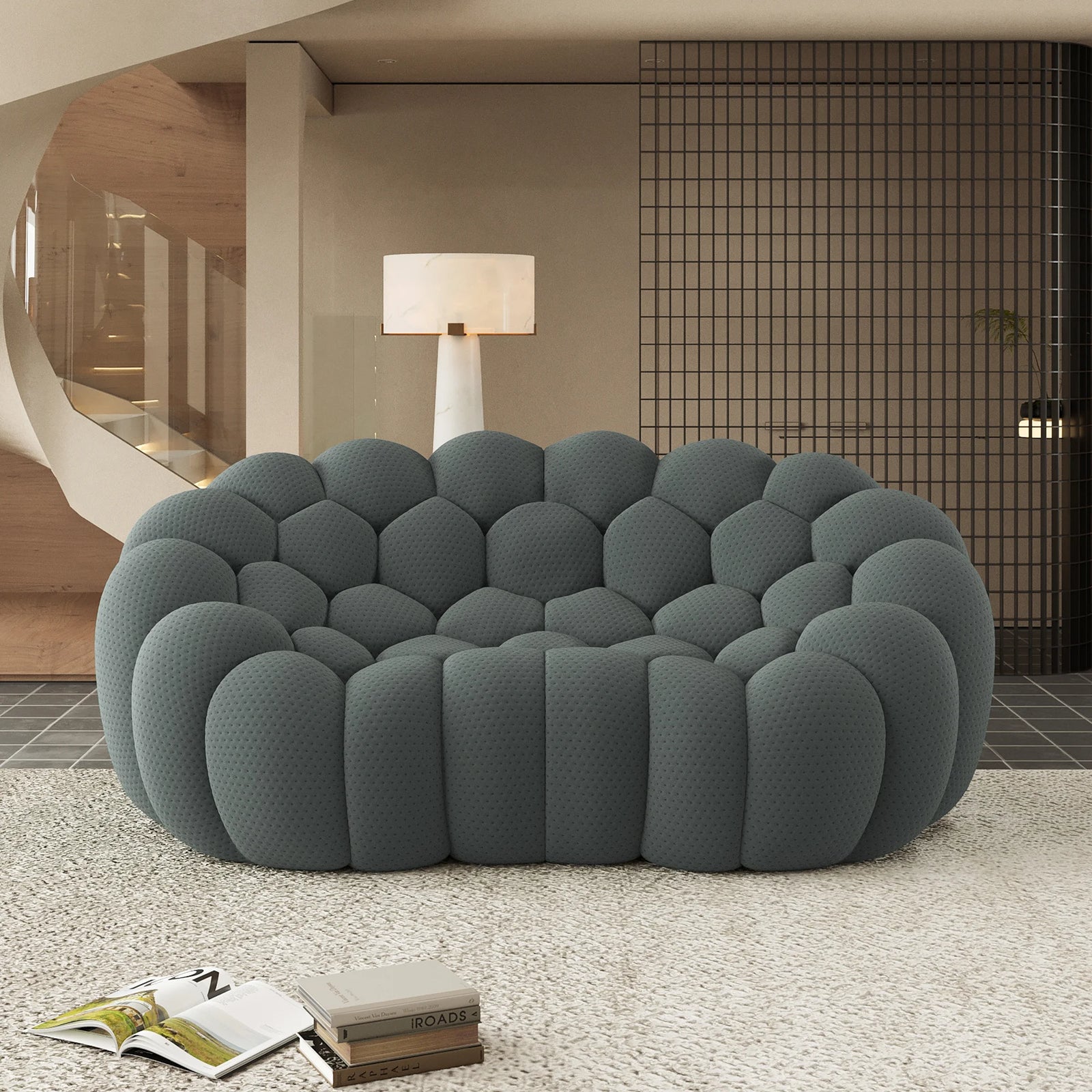 Essential 2-Seater grey 3D-Knitted Fabric Loveseats | 1-Piece, 3D-Knitted Fabric, Apartment Friendly