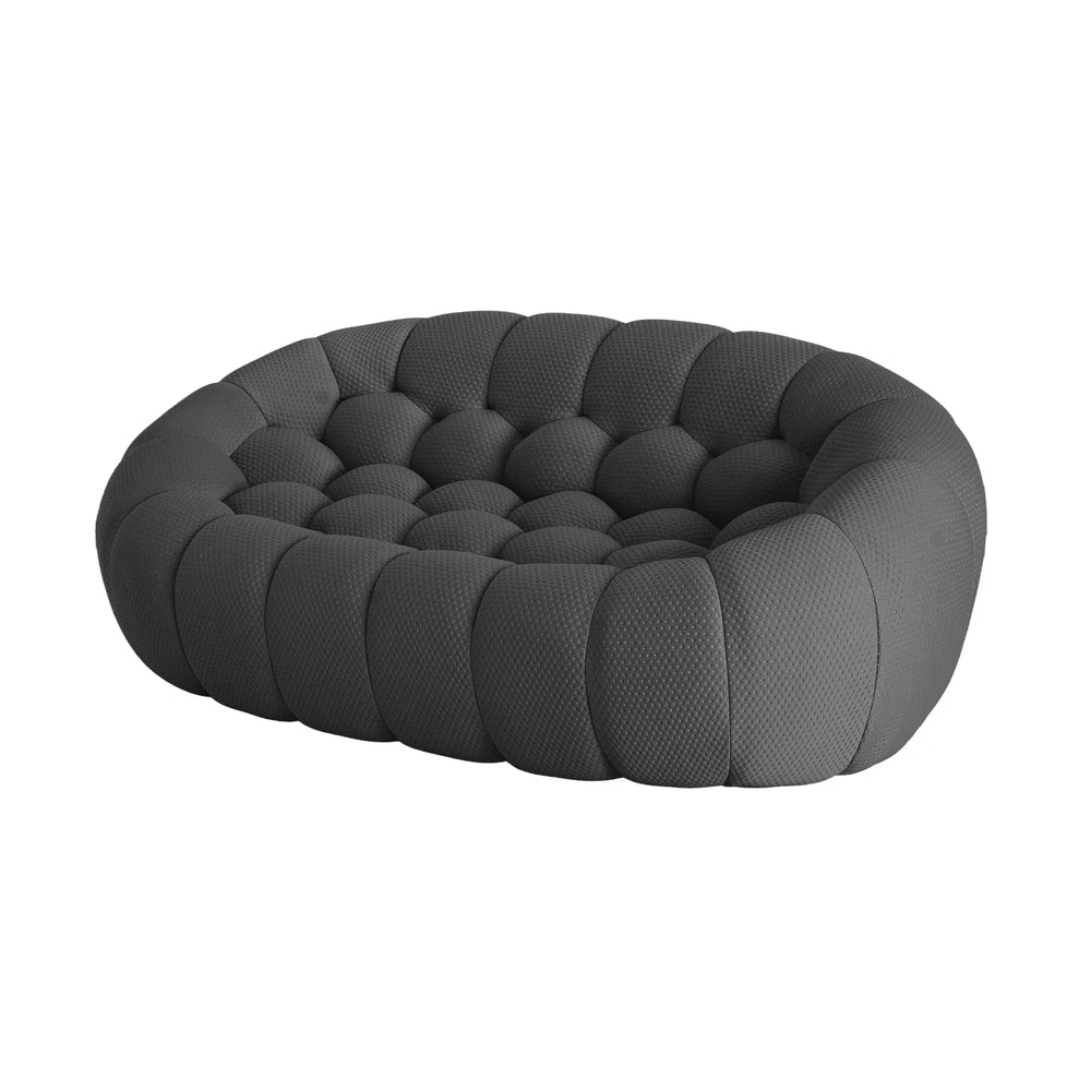 Essential Armless Floor Sofas | 1-Piece 3D Knitted Fabric Grey Loveseats 2-Seater