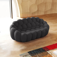 Essential Armless Floor Sofas | 1-Piece 3D Knitted Fabric Grey Loveseats 2-Seater