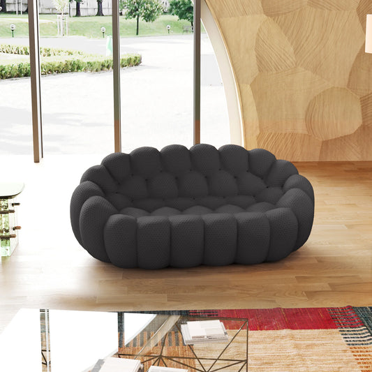 Essential Armless Floor Sofas | 1-Piece 3D Knitted Fabric Grey Loveseats 2-Seater