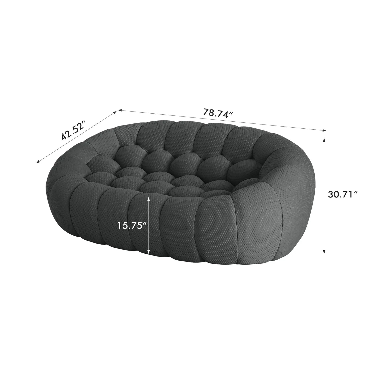 Essential Armless Floor Sofas | 1-Piece 3D Knitted Fabric Grey Loveseats 2-Seater