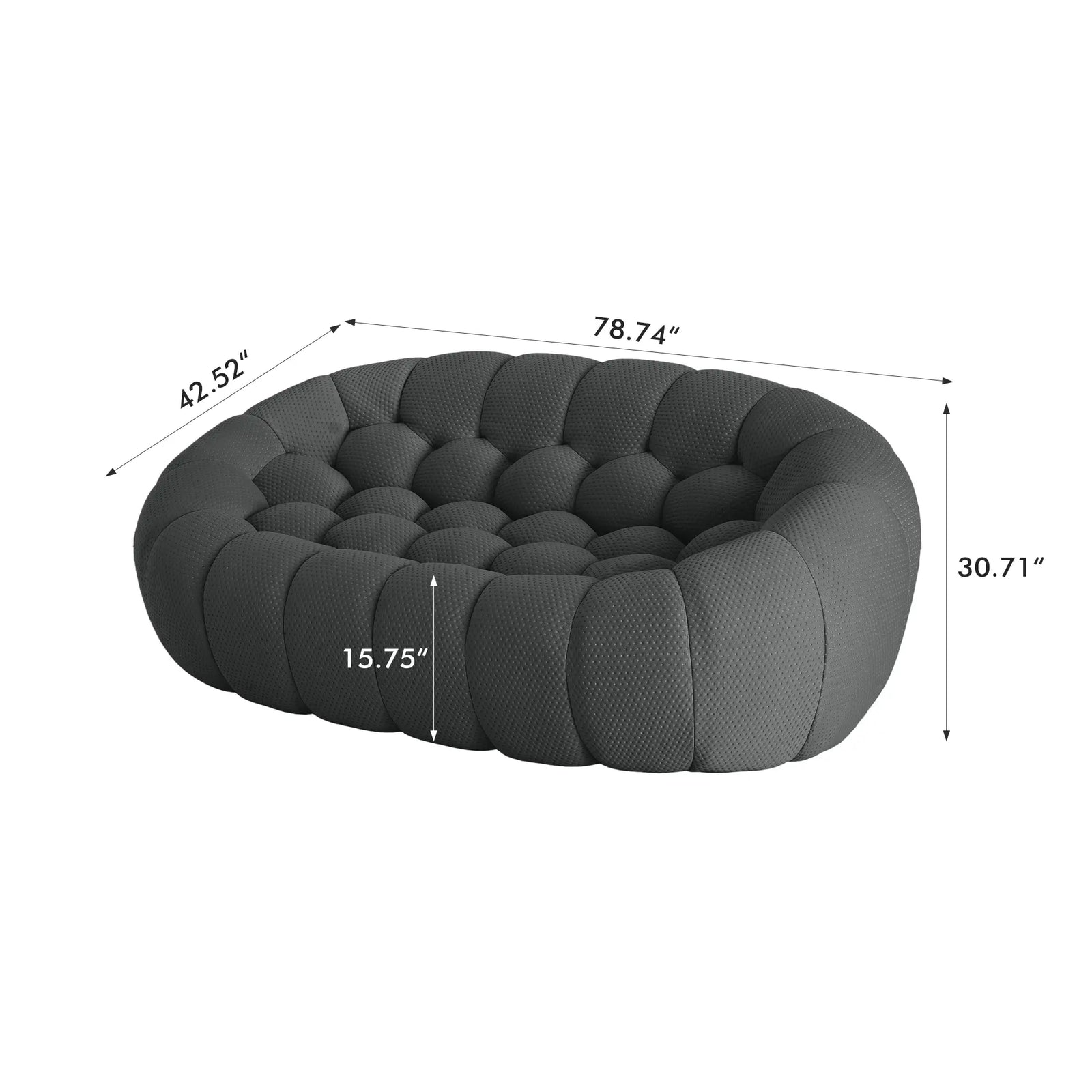 Essential 2-Seater grey 3D-Knitted Fabric Loveseats | 1-Piece, 3D-Knitted Fabric, Small Space