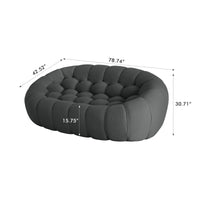 Essential Armless Floor Sofas | 1-Piece 3D Knitted Fabric Grey Loveseats 2-Seater