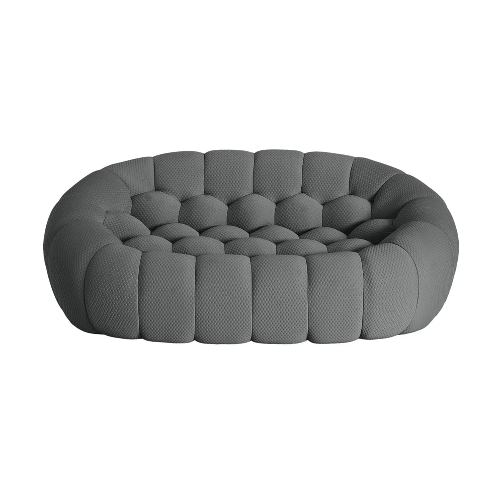 Essential Armless Floor Sofas | 1-Piece 3D Knitted Fabric Grey Loveseats 2-Seater