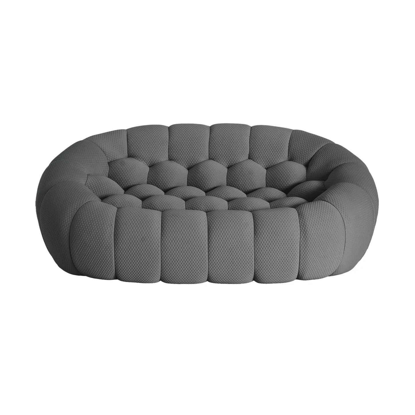 Essential Armless Floor Sofas | 1-Piece 3D Knitted Fabric Grey Loveseats 2-Seater