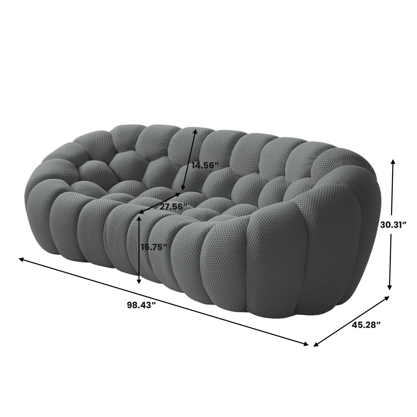 Sofás Essential Arc Boneless | Loveseats de 1 pieza de tejido de punto 3D gris de 3 plazas