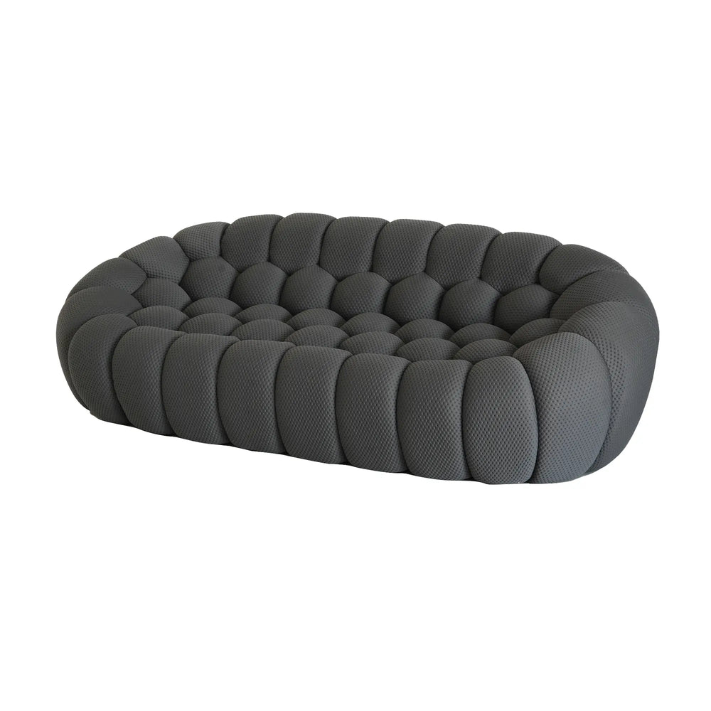 Essential Armless Floor Sofas | 1-Piece 3D Knitted Fabric Grey Loveseats 3-Seater