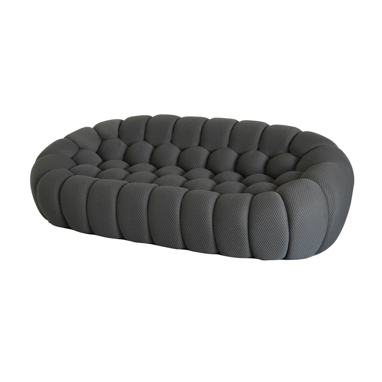 Essential Armless Floor Sofas | 1-Piece 3D Knitted Fabric Grey Loveseats 3-Seater