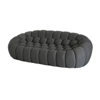 Essential Armless Floor Sofas | 1-Piece 3D Knitted Fabric Grey Loveseats 3-Seater