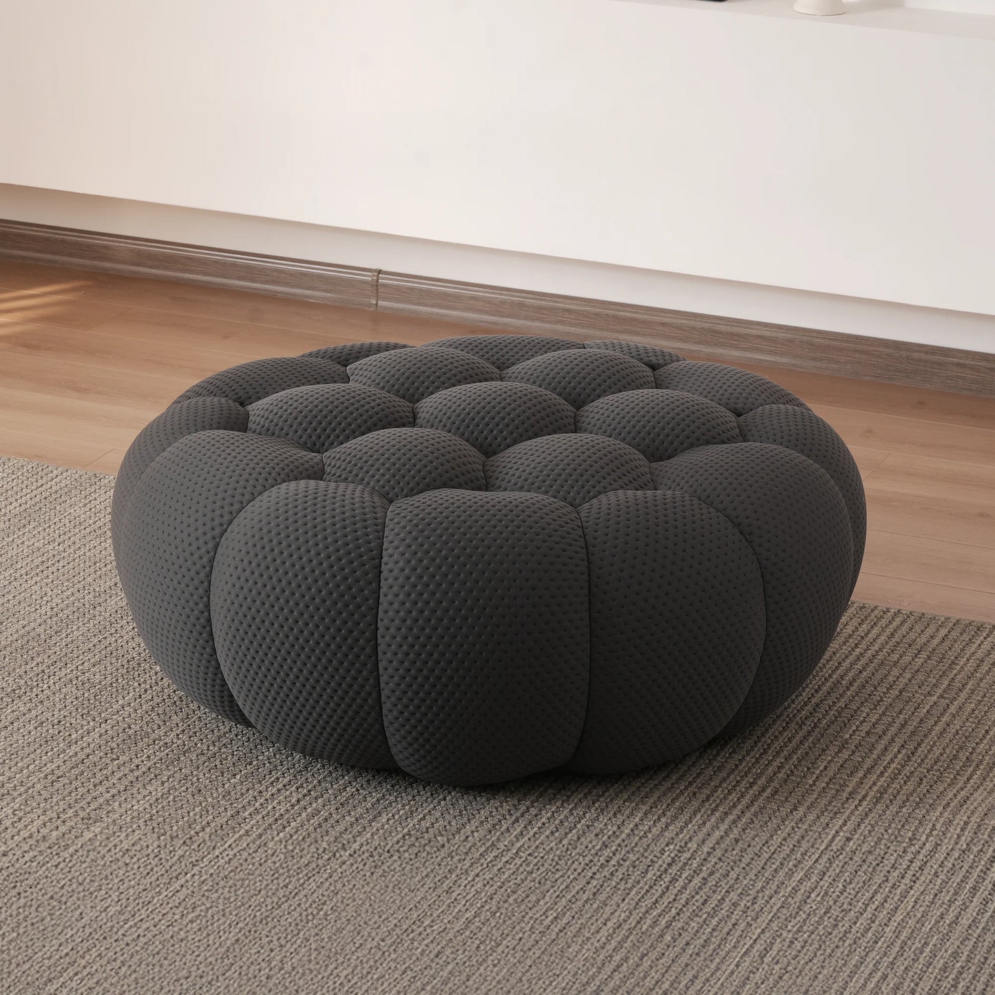 Essential Armless Floor Sofas | 1-Piece 3D Knitted Fabric Grey Ottoman