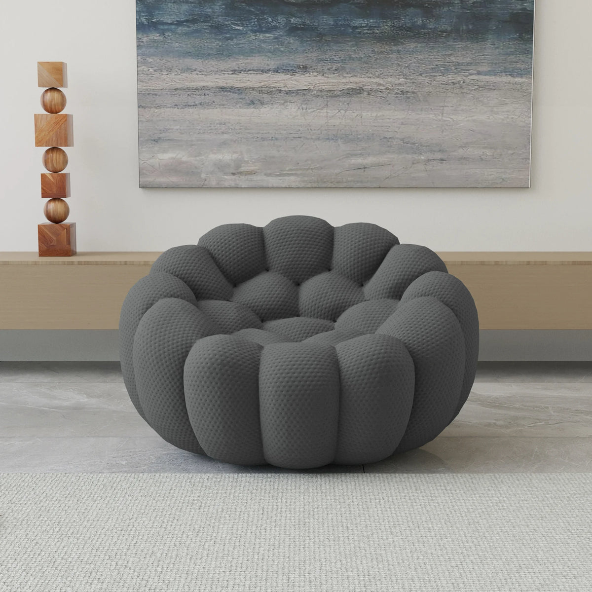 Essential 1-Seater grey 3D-Knitted Fabric Single Sofa | 1-Piece, 3D-Knitted Fabric, Apartment Friendly
