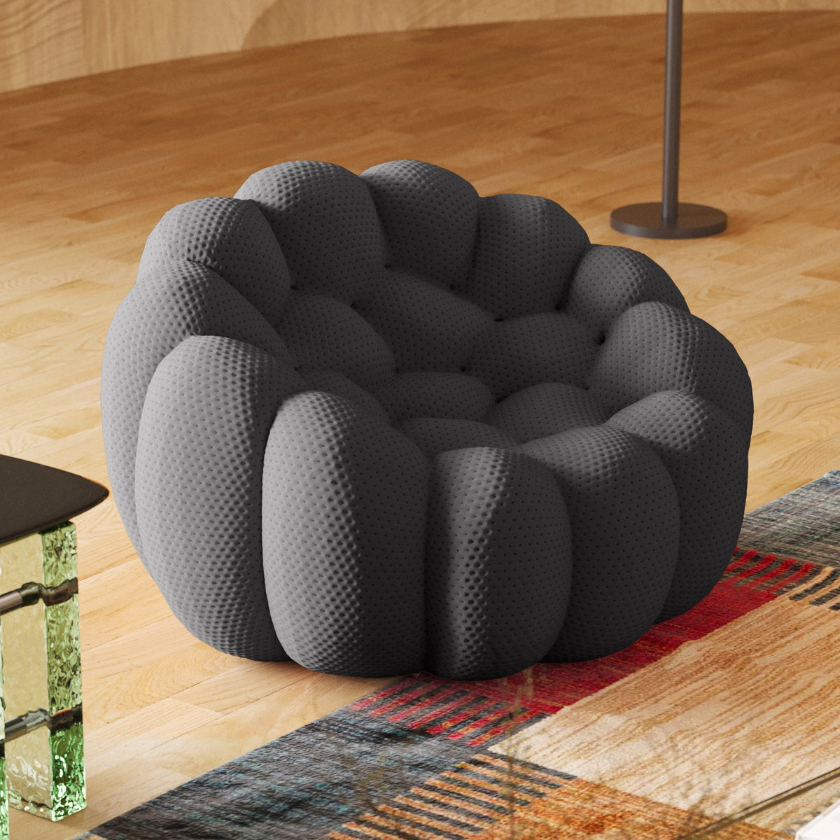 Essential 1-Seater grey 3D-Knitted Fabric Single Sofa | 1-Piece, 3D-Knitted Fabric, Apartment Friendly