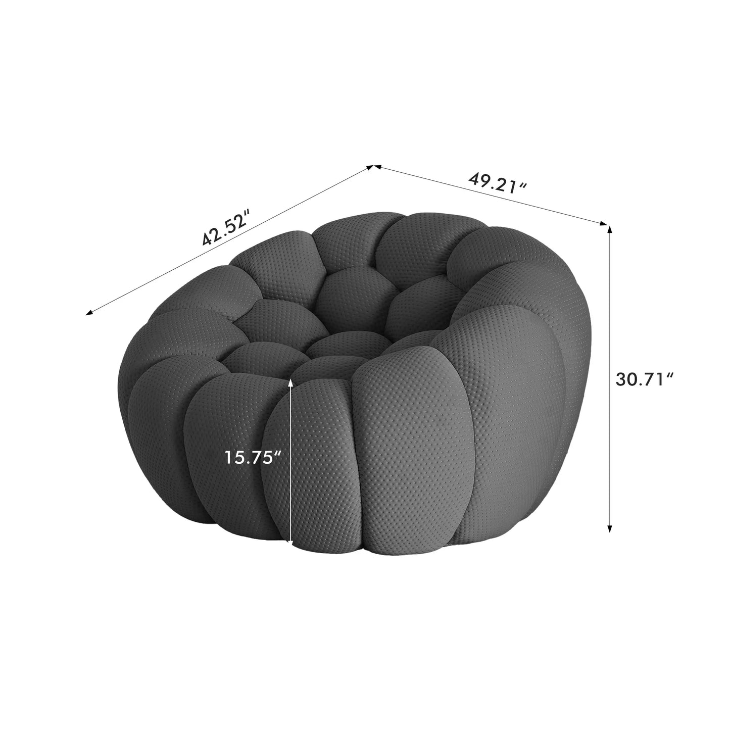 Sofás de suelo Essential sin brazos | Sofá individual gris de una plaza con tejido de punto 3D