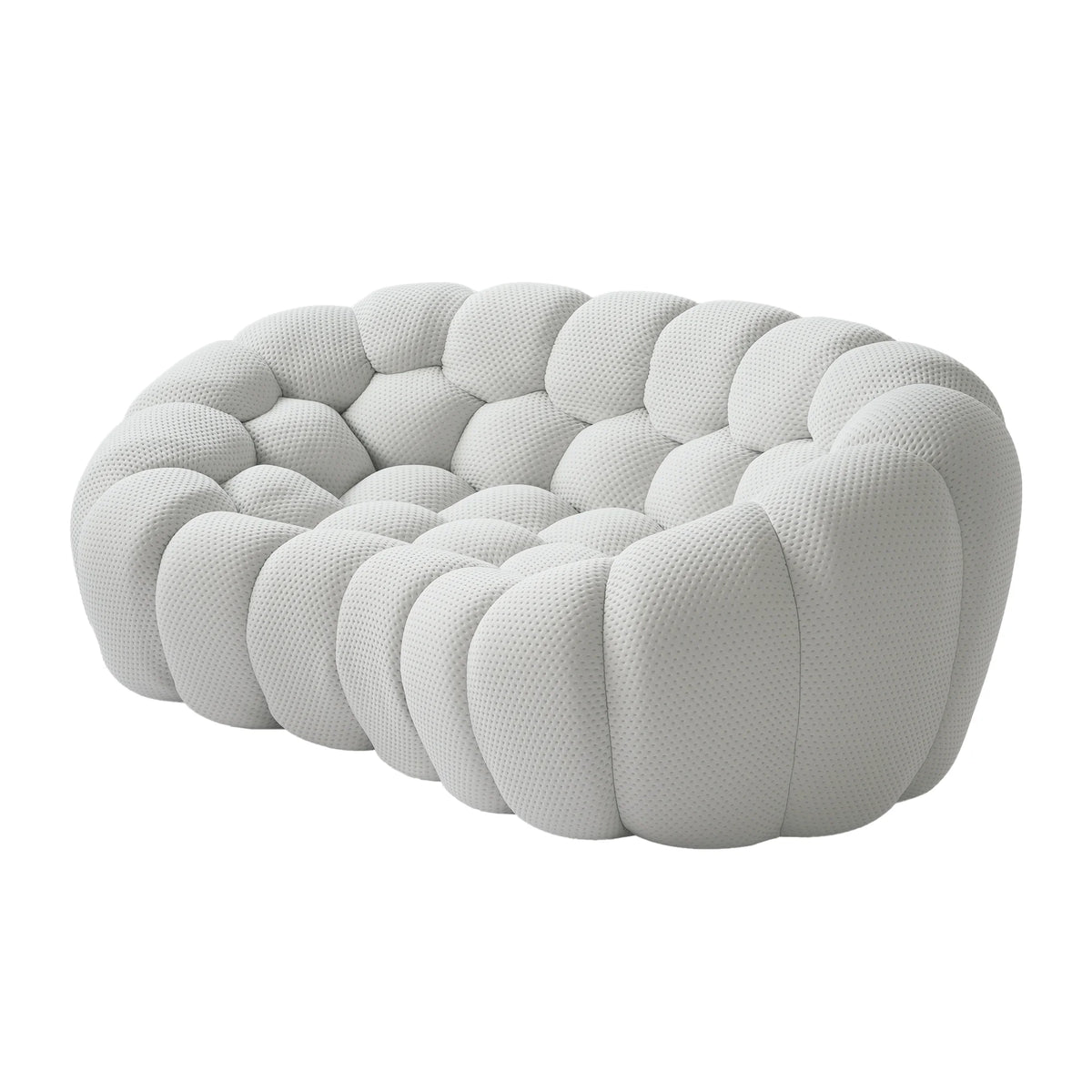Essential 2-Seater light-grey 3D-Knitted Fabric Loveseats | 1-Piece, 3D-Knitted Fabric, Small Space